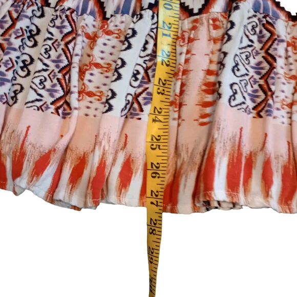 Lascana Dress Off Shoulder Cream RedOrange Blue Flowy Mini Coquette 4/6 - Picture 4 of 12